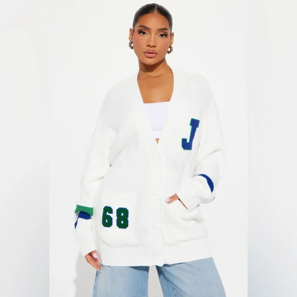 Fashion Nova Book Smart Cardigan - Ivory/combo L - Picture 6 of 6